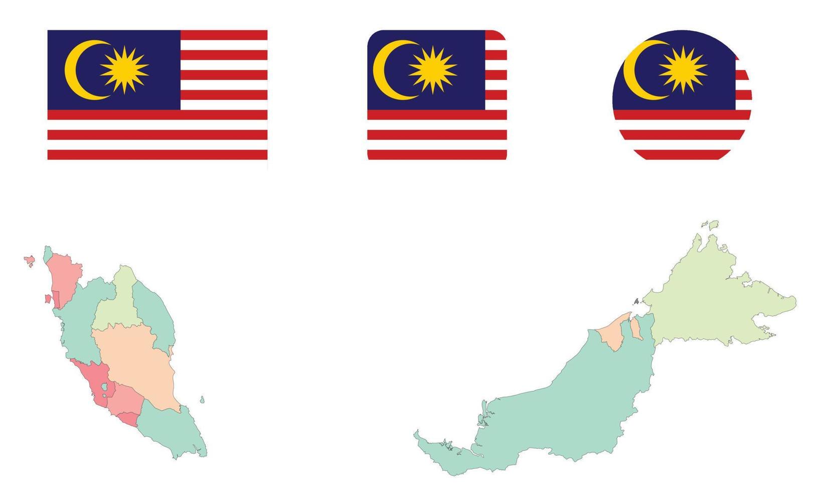 Malaysias karta och flagga vektor