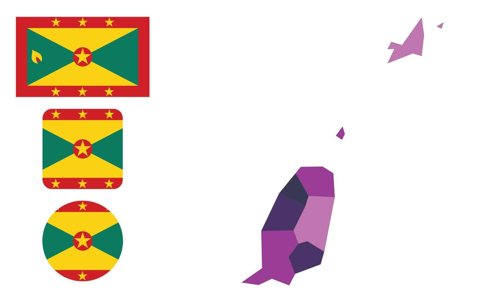 Karte und Flagge von Grenada vektor