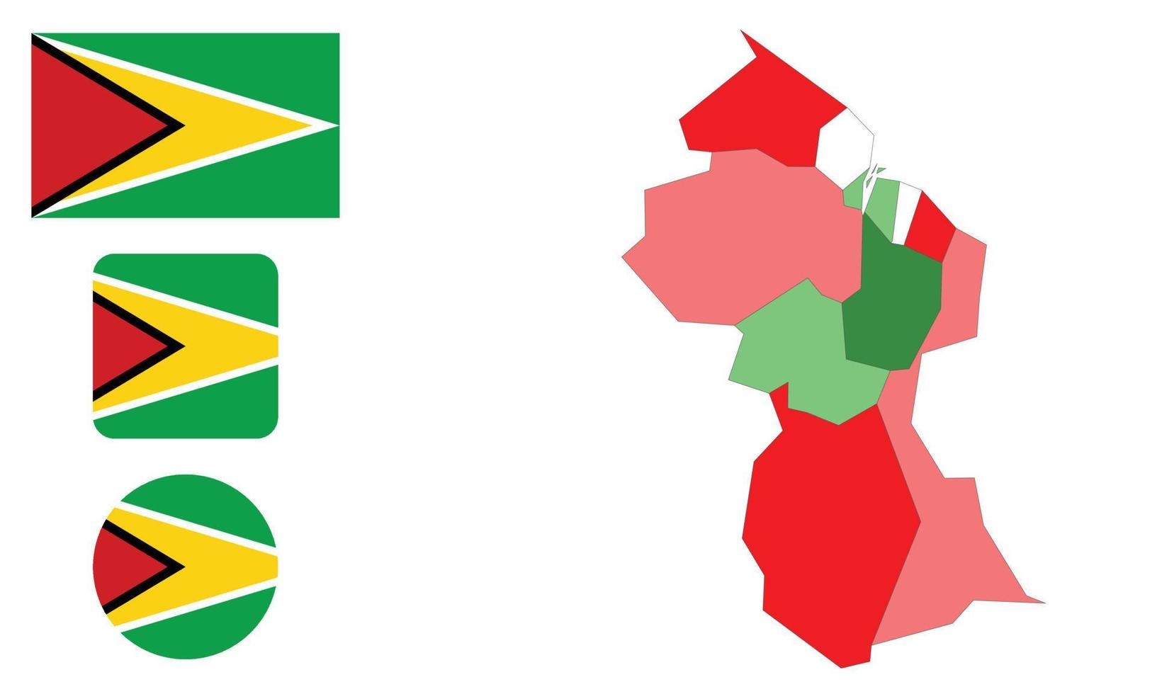 karta och flagga av Guyana vektor