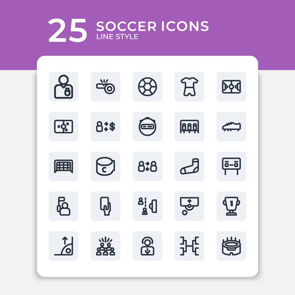 redigerbara vektorpaket med fotbollslinjeikoner. symboler av högsta kvalitet. samling av stroke vektorikoner för koncept, webbgrafik och mobilapp. enkla tunn linje tecken. vektor
