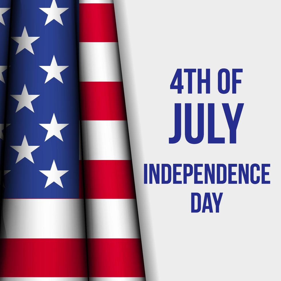 einfaches design unabhängigkeitstag 4. juli mit realistischer amerikanischer flagge vektor