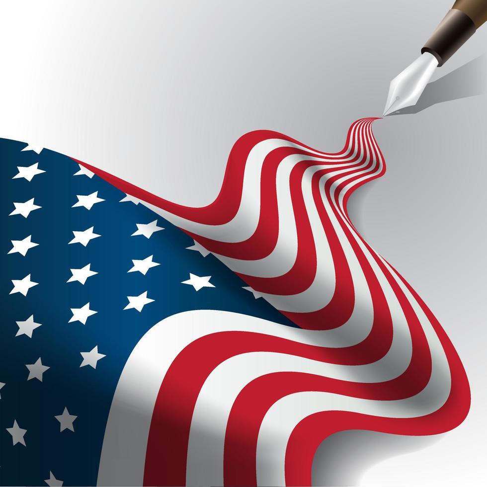illustration med vågig usa flagga, den nationella symbolen för Amerika vektor
