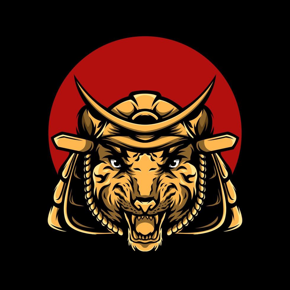 tiger samurai illustration för tshirt vektor