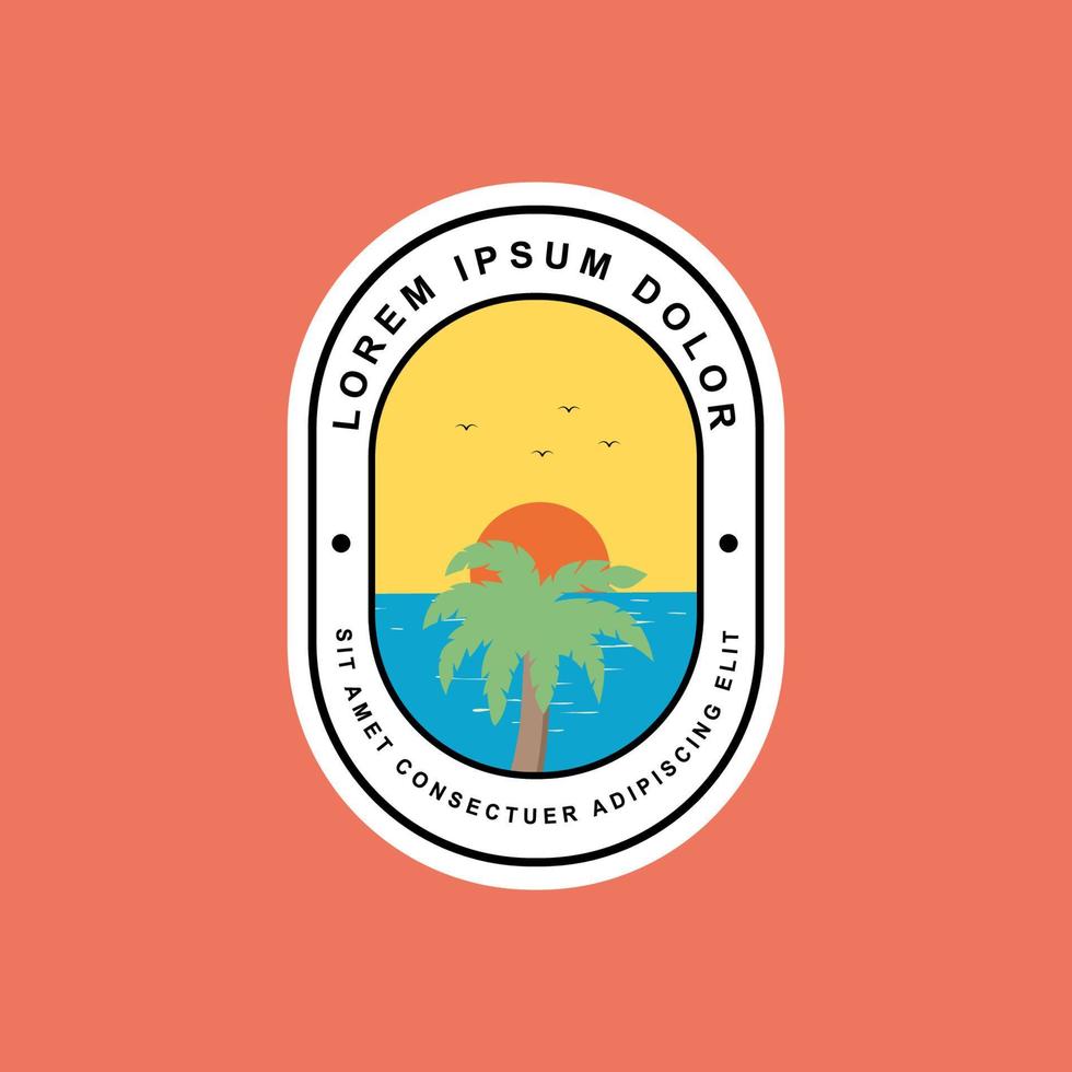 emblem coconut tree logotyp design och havsutsikt vektor