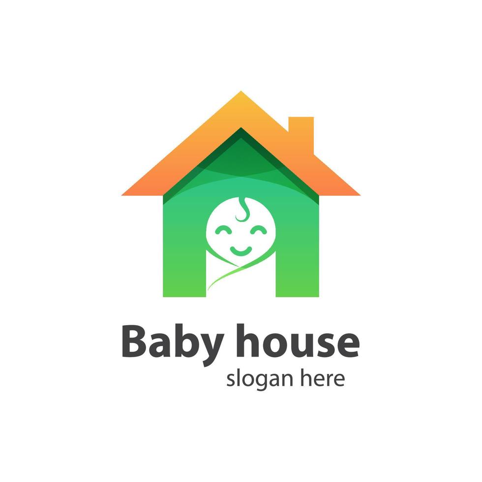 babyhus logotyp design, söt baby hem logotyp design vektor