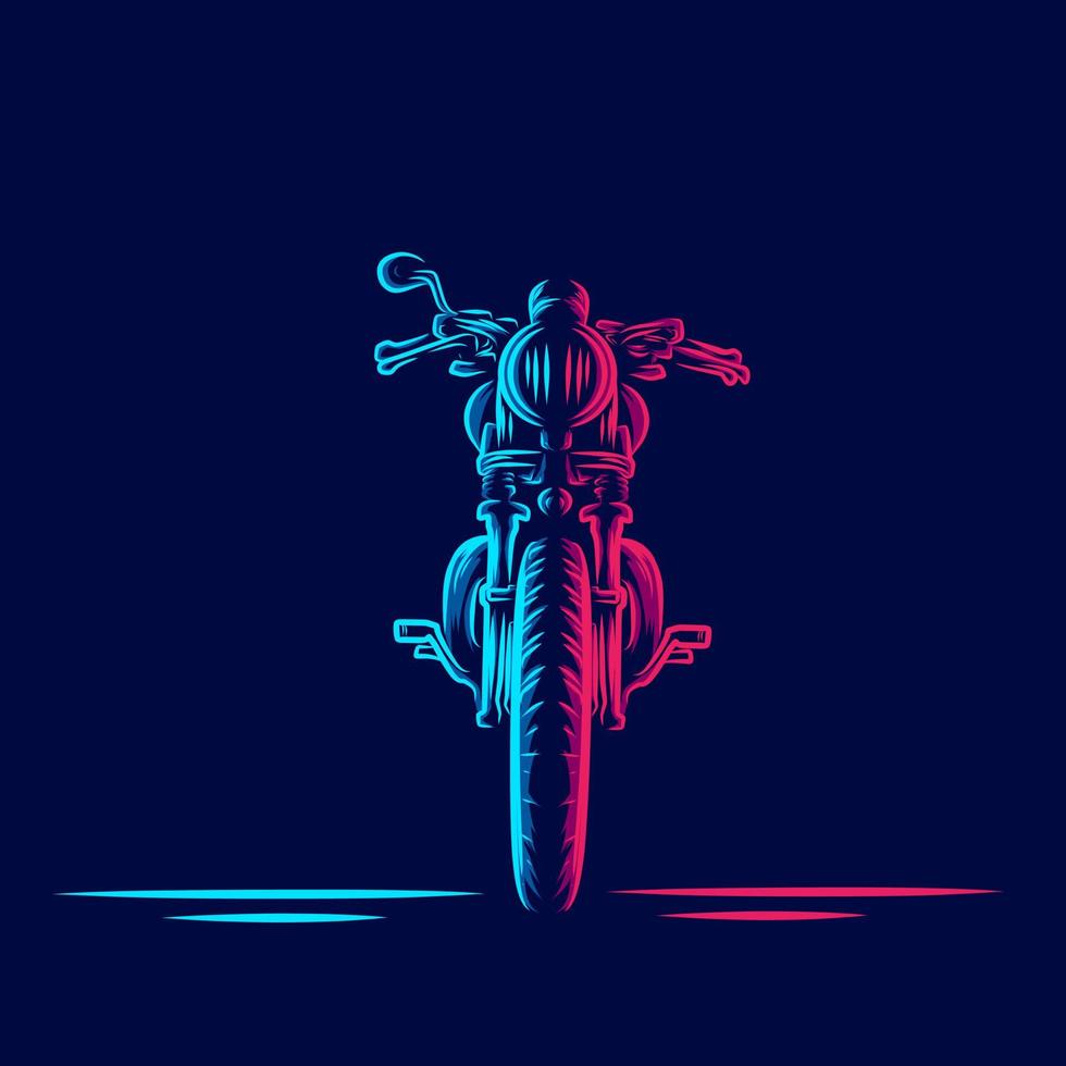 Vintage Motorrad Fahrradlinie. Pop-Art-Logo. farbenfrohes Design mit dunklem Hintergrund. abstrakte Vektorillustration. isolierter schwarzer hintergrund für t-shirt, poster, kleidung, merch, bekleidung, abzeichendesign vektor