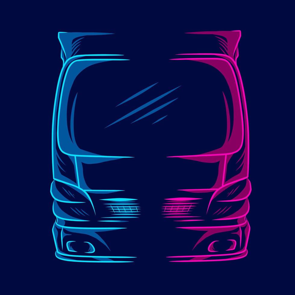 lastbil linje popkonst potrait logotyp färgglad design med mörk bakgrund. abstrakt vektor illustration. isolerad svart bakgrund för t-shirt, affisch, kläder, merch, kläder, badge design