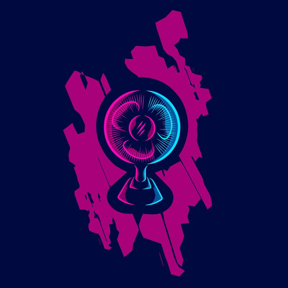 Elektrische Lüftergebläse Turbinenlinie Pop-Art-Porträt-Logo farbenfrohes Design mit dunklem Hintergrund. abstrakte Vektorillustration. isolierter schwarzer hintergrund für t-shirt, poster, kleidung, merch, bekleidung vektor