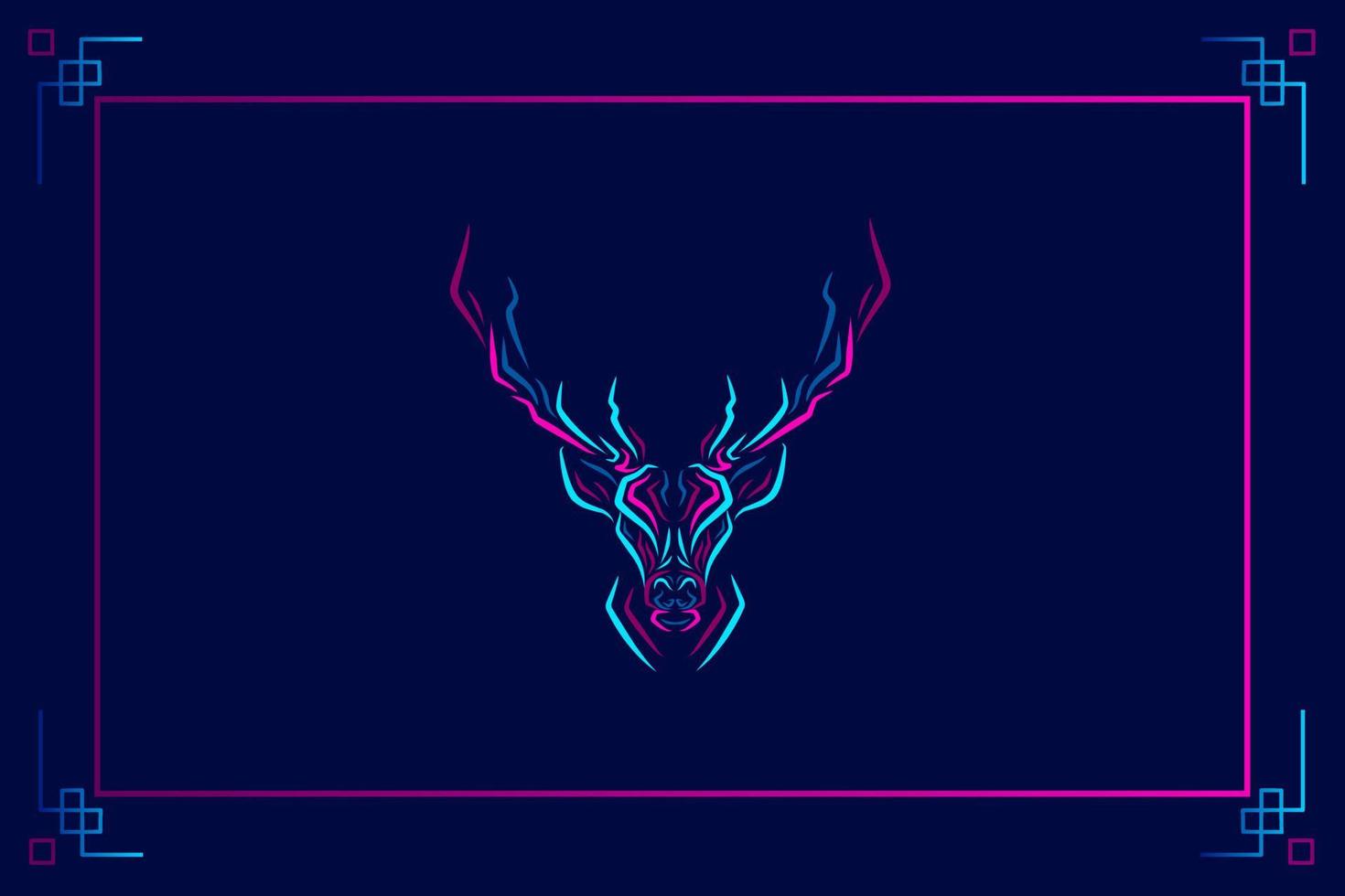 deer logo line neon art portrait buntes design mit dunklem hintergrund. abstrakte Vektorillustration vektor