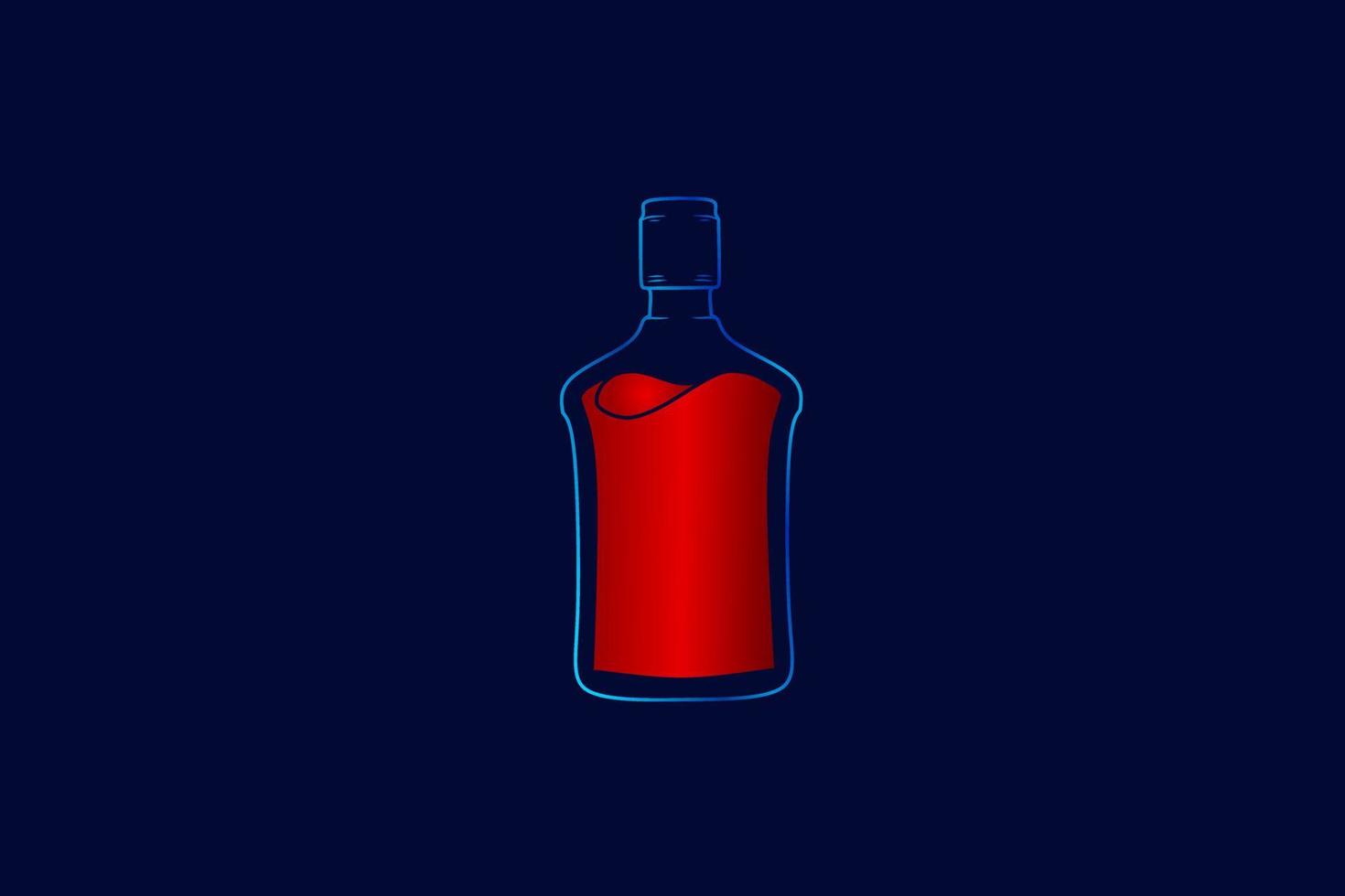 wein alkohol flasche linie kunst logo farbenfrohes design mit dunklem hintergrund. abstrakte Vektorillustration. dunkle minimalistische Tapete vektor