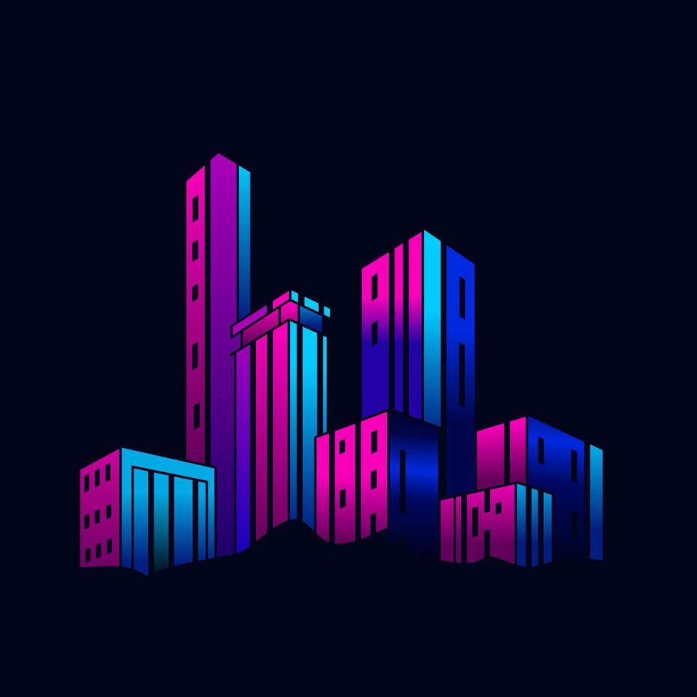 schwarze nacht stadtgrenze. Pop-Art-Logo. farbenfrohes Design mit dunklem Hintergrund. abstrakte Vektorillustration. isolierter schwarzer hintergrund für t-shirt, poster, kleidung, merch, bekleidung, abzeichendesign vektor