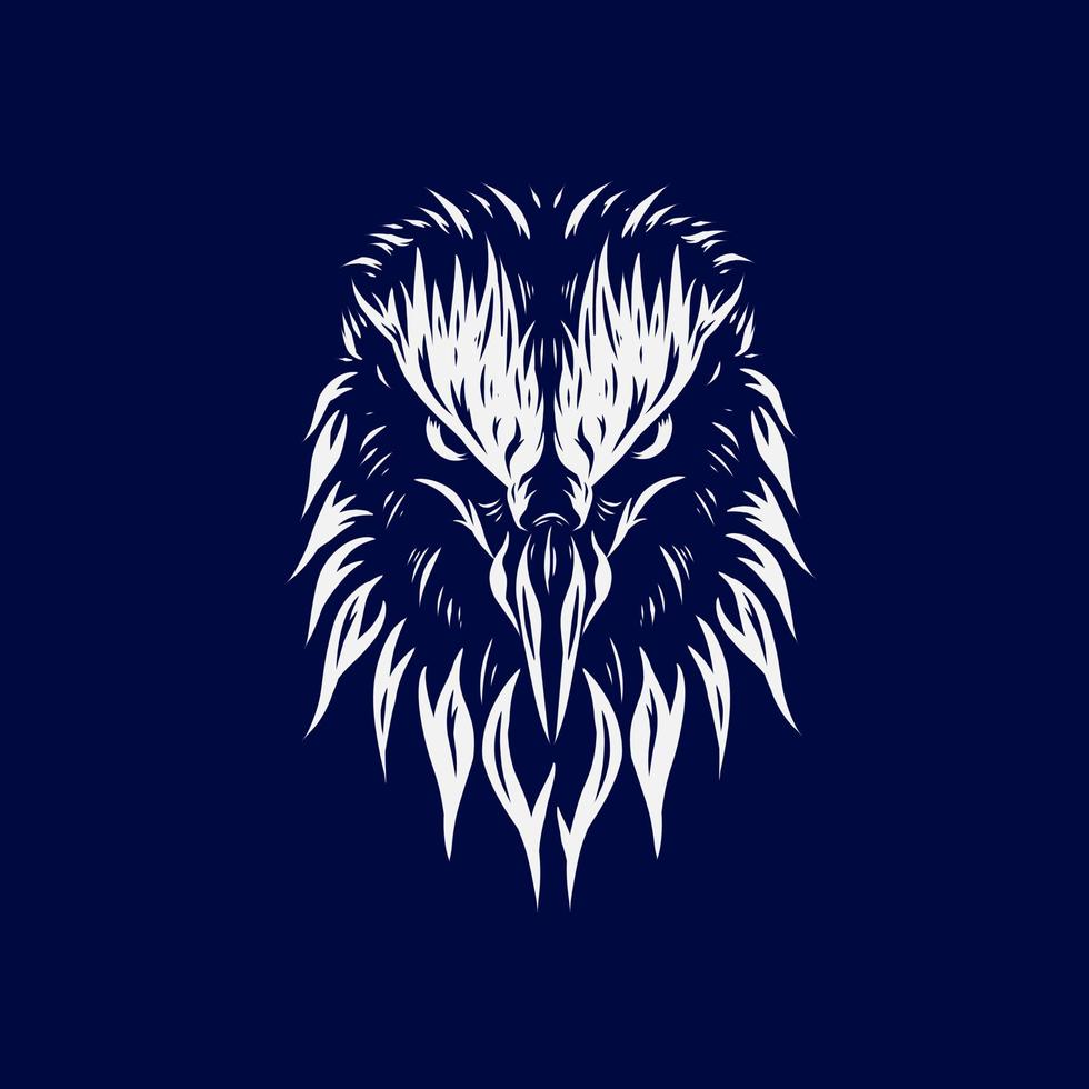 eagle hawk vektor silhuett linje popkonst potrait logotyp färgglad design med mörk bakgrund. abstrakt vektorillustration. isolerade svart bakgrund för t-shirt, affisch, kläder.