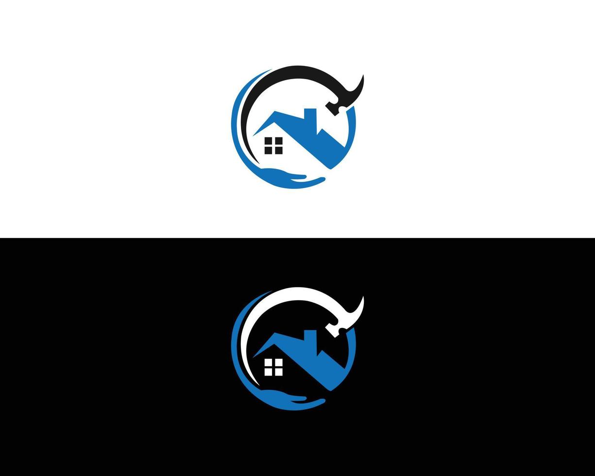 kreativa hem konstruktion koncept logotyp formgivningsmall. vektor