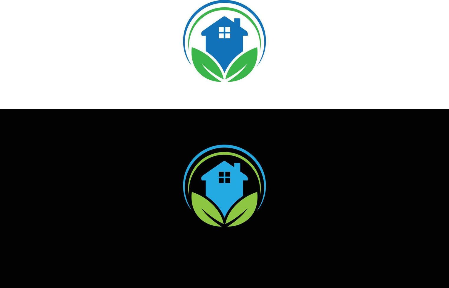 gröna blad hus logotyp och ikon design koncept vektor mall.
