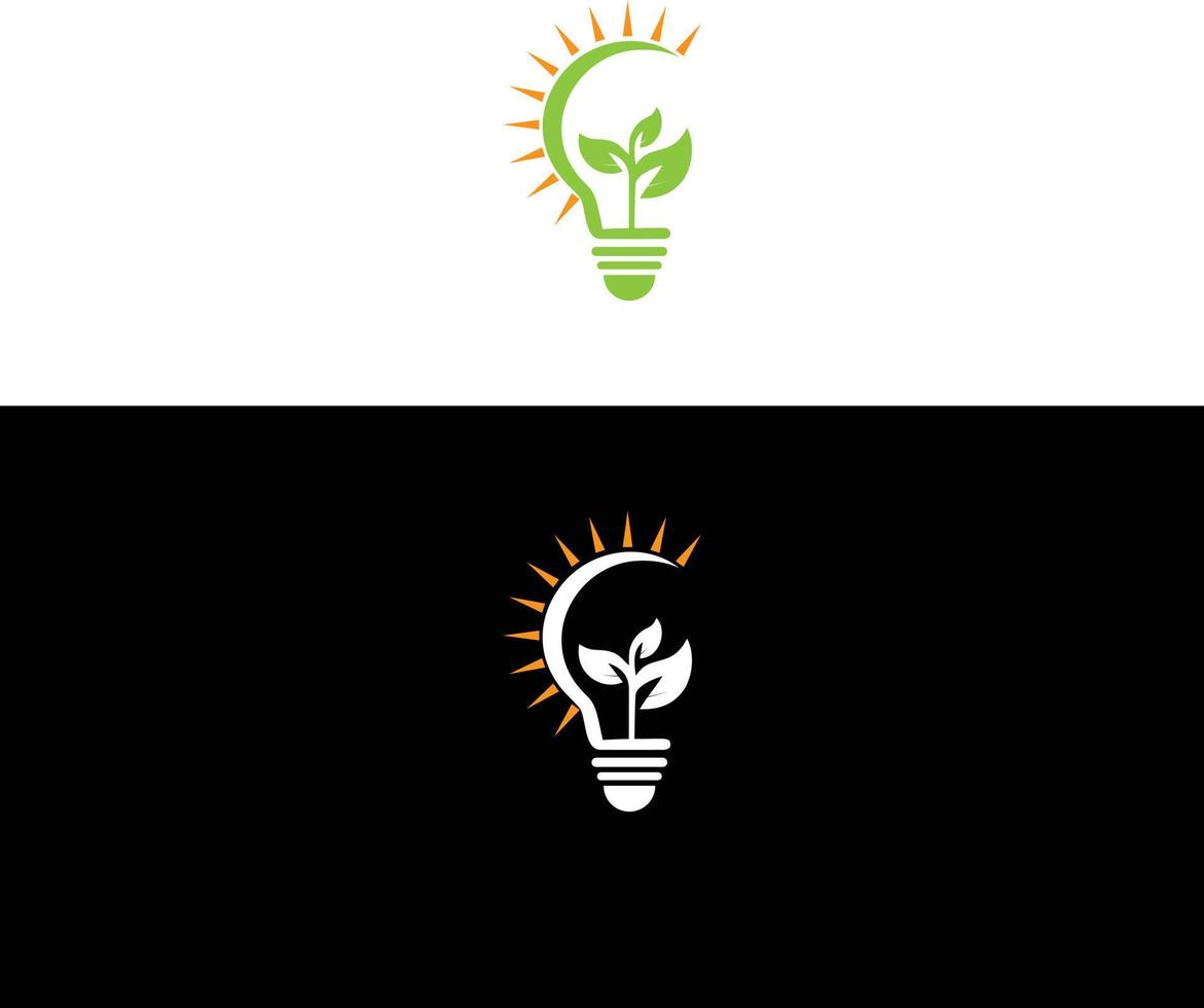grönt blad energi ikon med glödlampa och grönt koncept. säker idé koncept. vektor