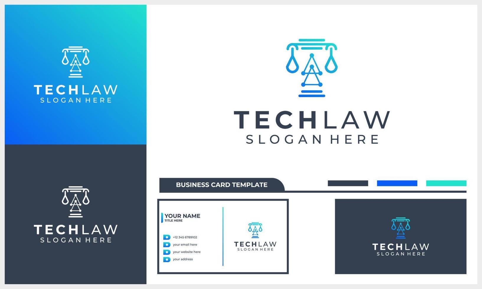 Rechtsanwaltslogo der Anwaltskanzlei mit Tech-Konzept-Logo-Vorlage mit Linienkunststil vektor