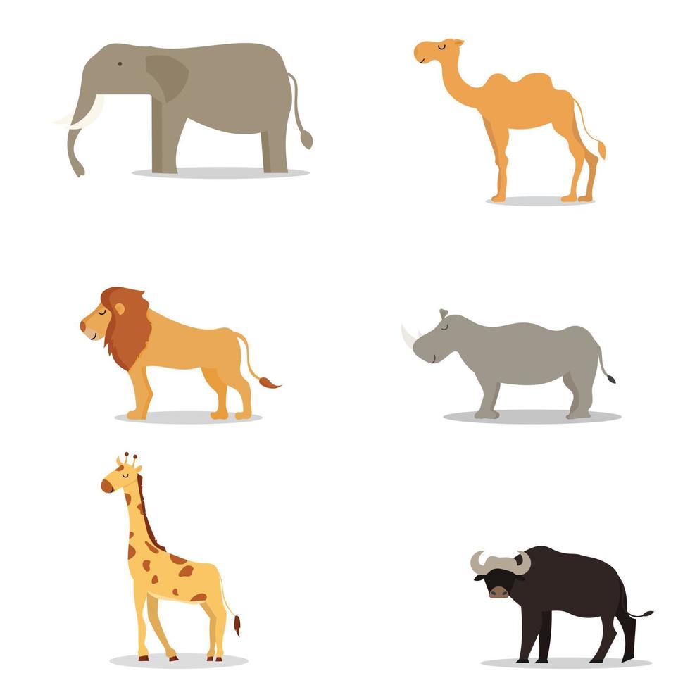 tecknad djursamling vit bakgrund vektor