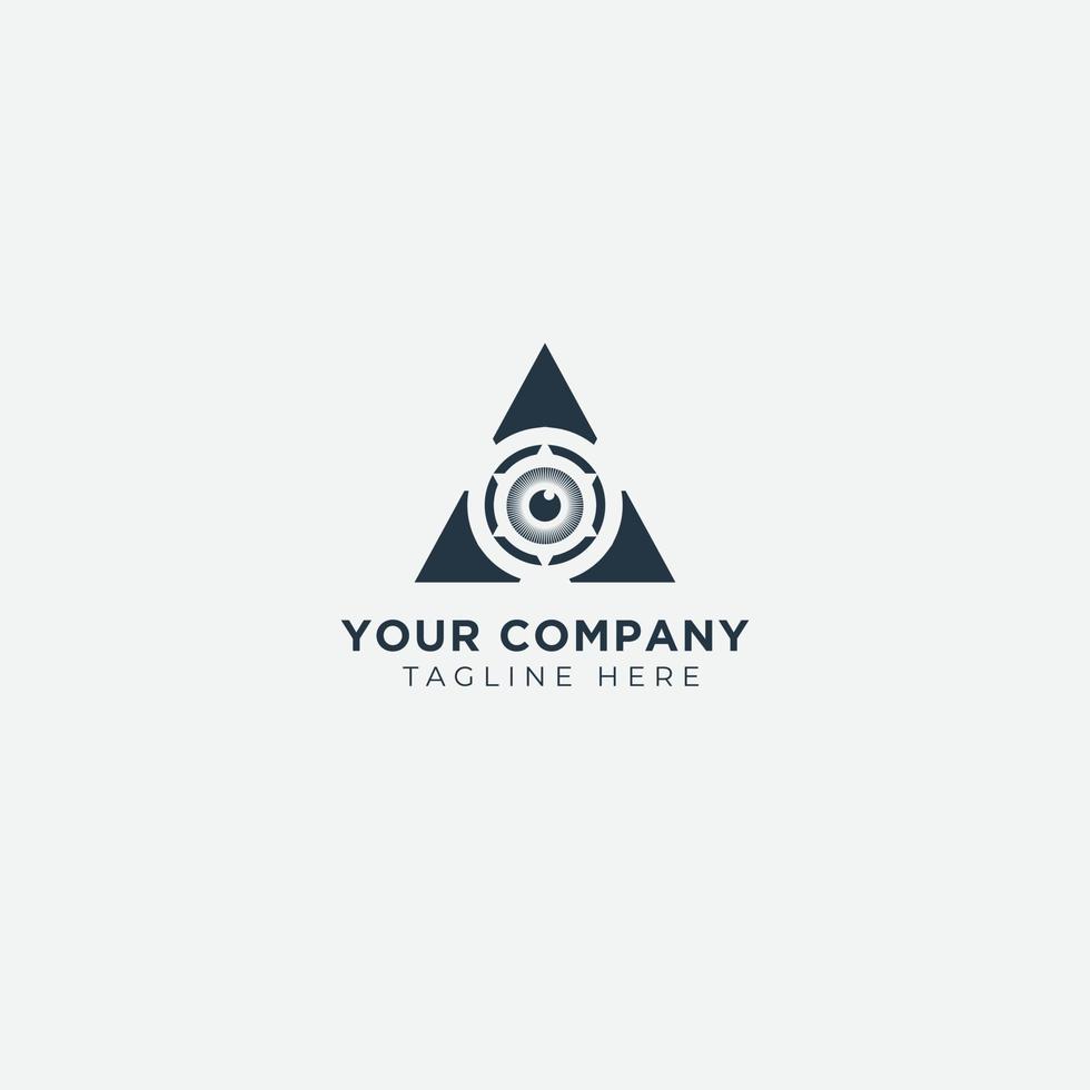 svart pyramid triangel eye logo design vektor