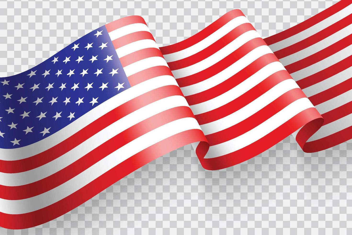 vektor amerikanska flaggan viftande på transparent bakgrund.