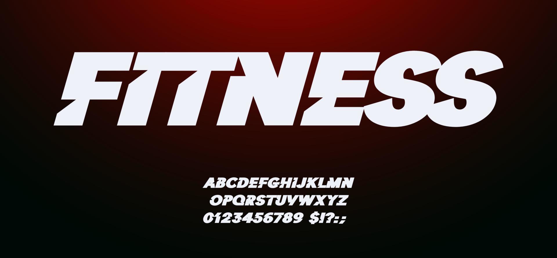 Sportschriftart, fettes kursives Alphabet. buchstaben und zahlen für moderne dynamische überschrift und logo. Vektor typografisches Design.