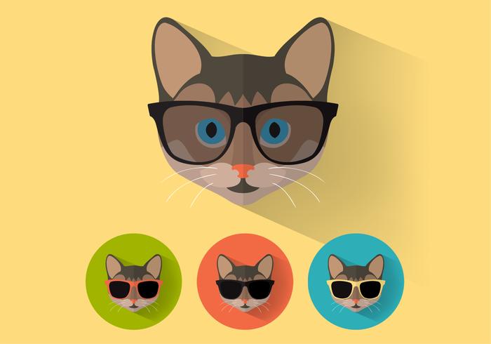Wayfarer Sonnenbrille Katze Portraits Vektor Set