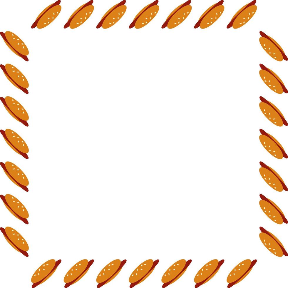 quadratischer Rahmen mit Hot Dog auf weißem Hintergrund. Vektorbild. vektor