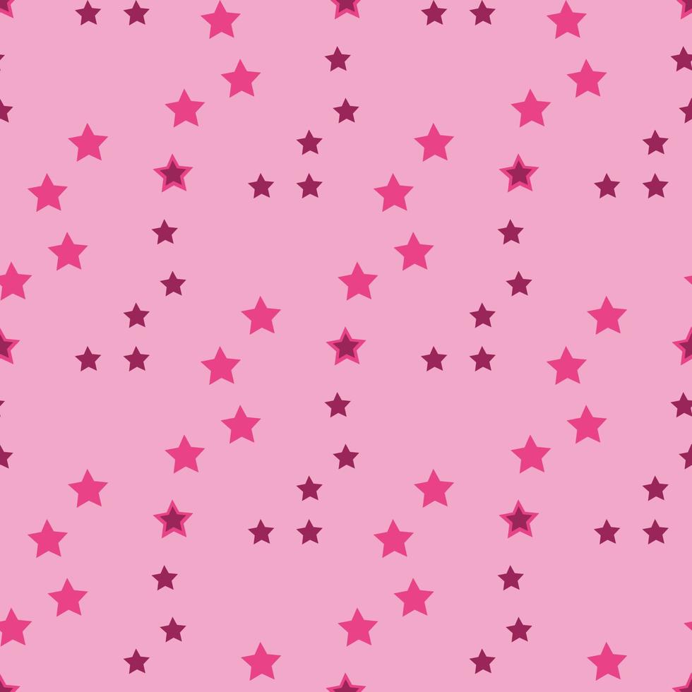 Nahtloses Muster mit leuchtend rosa Sternen auf hellrosa Hintergrund. Vektorbild. vektor
