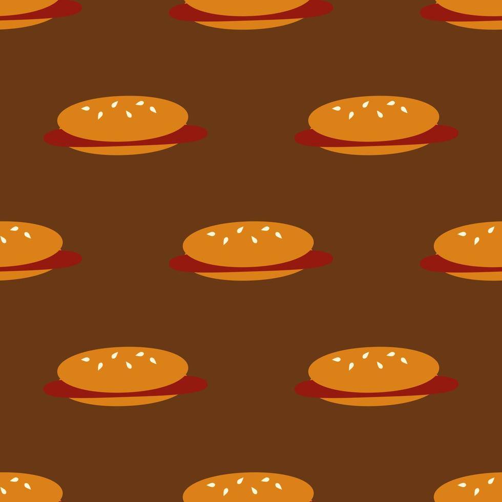 Nahtloses Muster mit gemütlichem Hot Dog auf braunem Hintergrund. Vektorbild. vektor