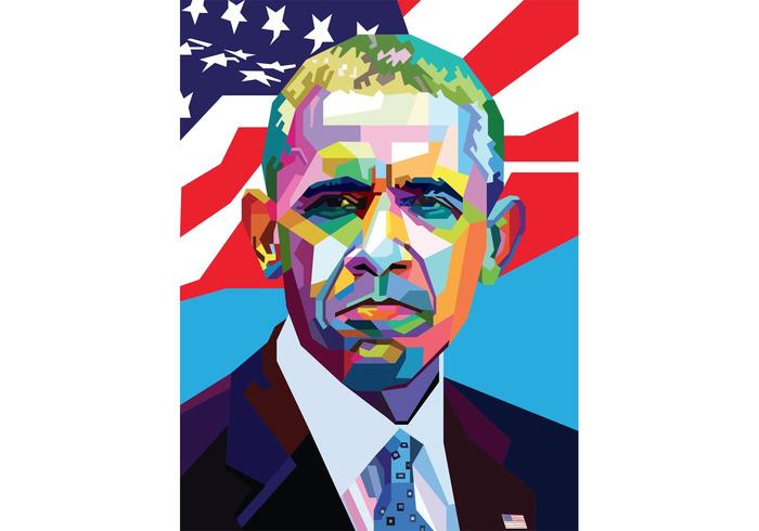 Gratis Färgrik Obama Vector Porträtt