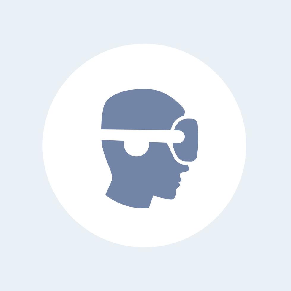 VR-Helmsymbol, Mann im Profil in Virtual-Reality-Brillenvektor, VR-Piktogramm, Virtual-Reality-Headset isoliertes Symbol, Vektor-il vektor