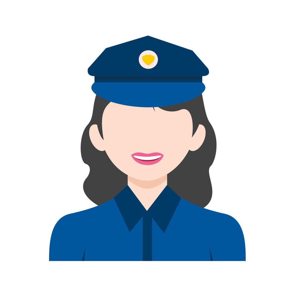 poliskvinna platt flerfärgad ikon vektor