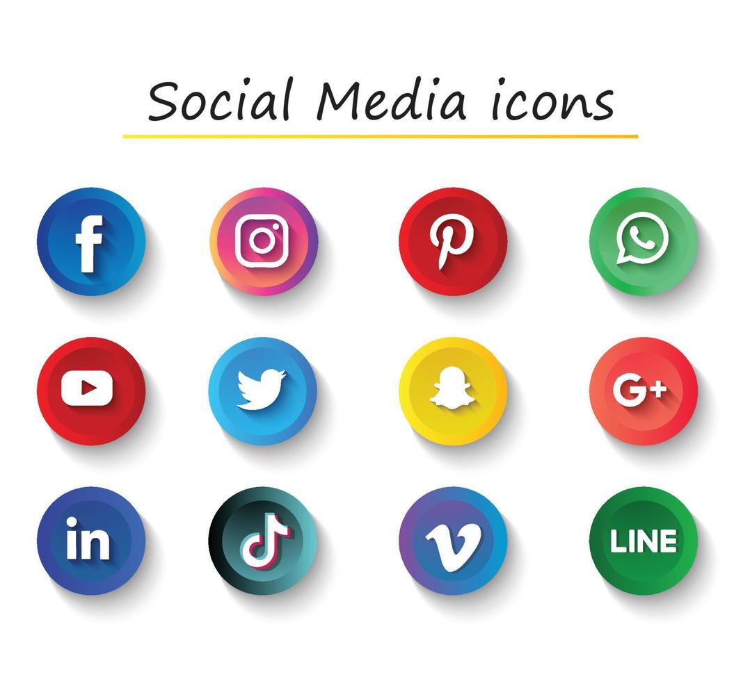 sociala medier logotyper och ikoner set vektor
