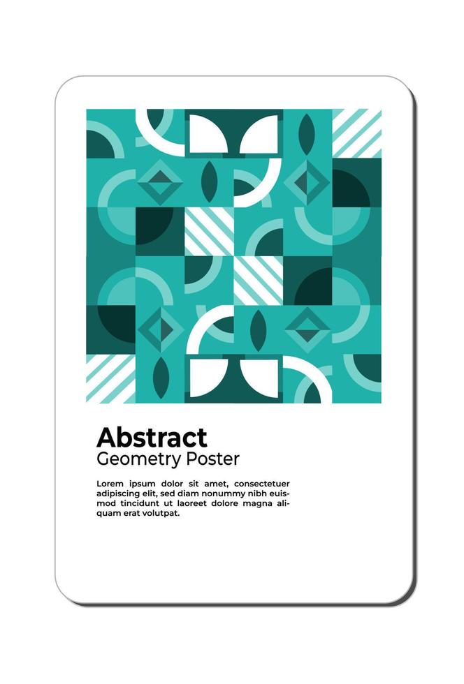 geometrisches Design aus Linien, Kreisen und Quadraten mit türkisfarbener Innenseite. für Poster geeignet vektor