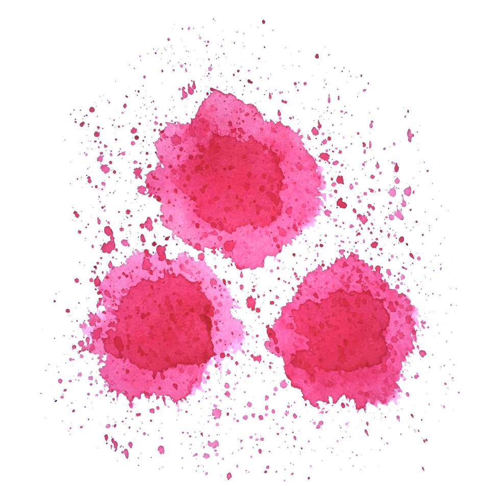 aquarellrote und rosa flecken in form von blumen mit spritzertropfen auf weißem hintergrund. vektor