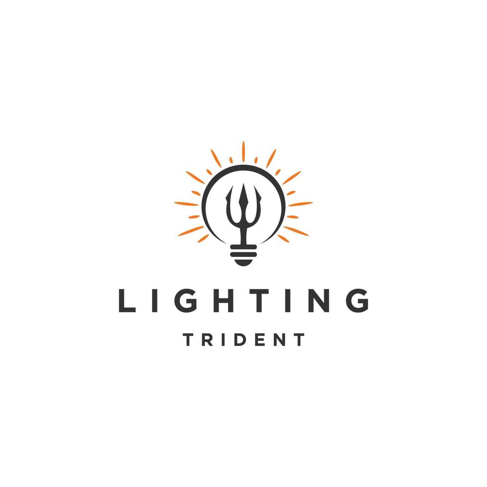 glödlampa trident logotyp ikon formgivningsmall platt vektor