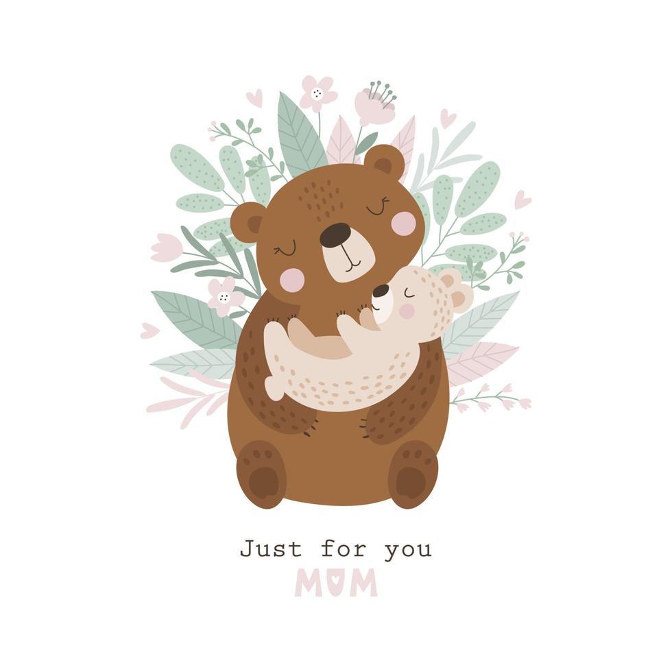 glückliche Muttertagskarte mit süßem Bären. Vektor-Illustration vektor