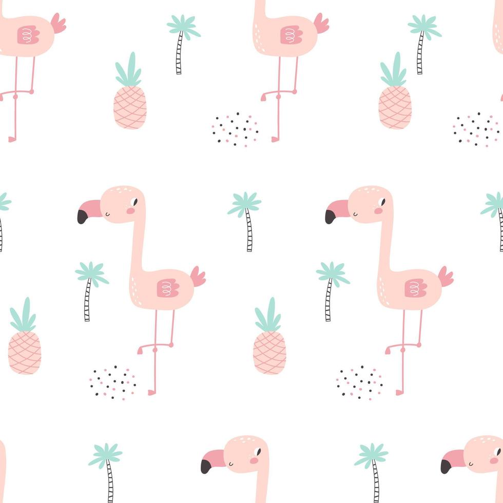 seamless mönster med söta flamingos. vektor illustration