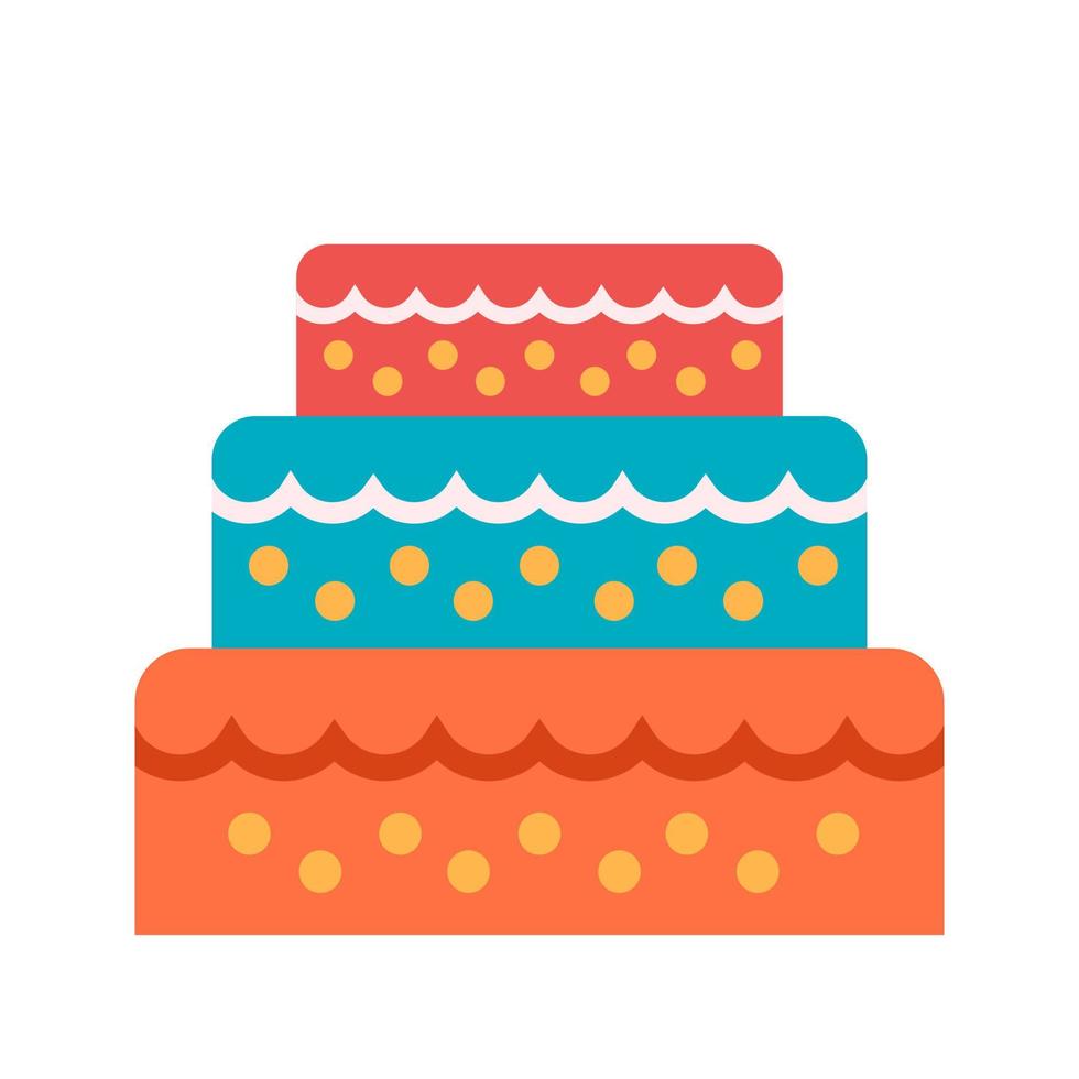 bröllopstårta ii platt flerfärgad ikon vektor