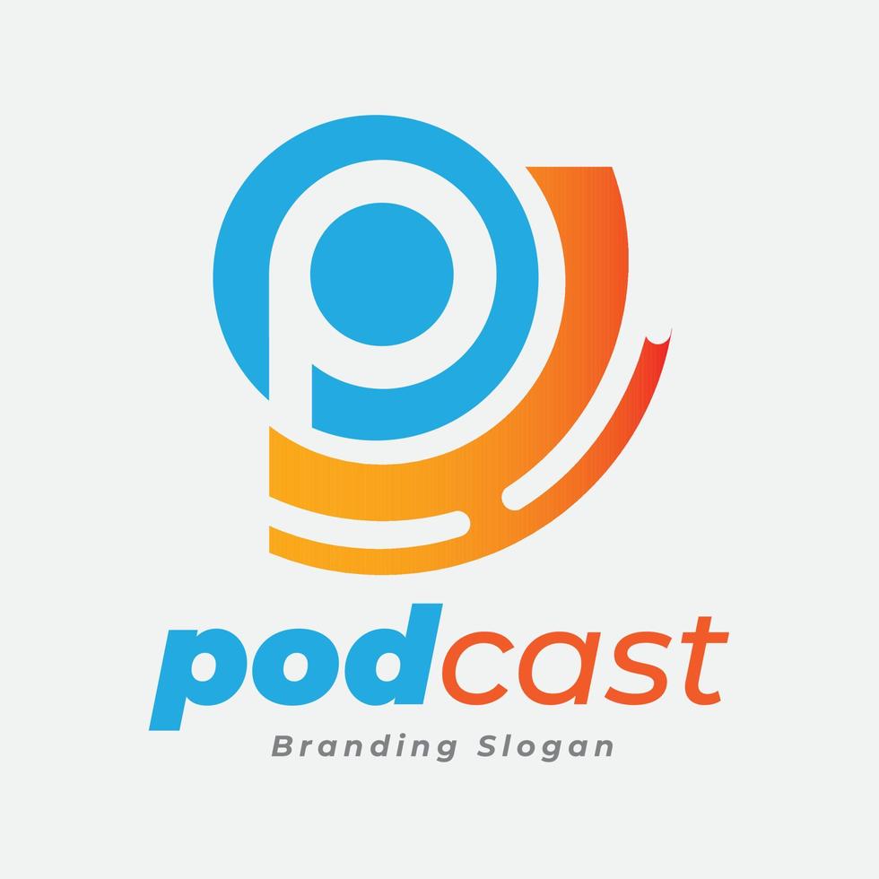 podcast p letter logotyp design vektor