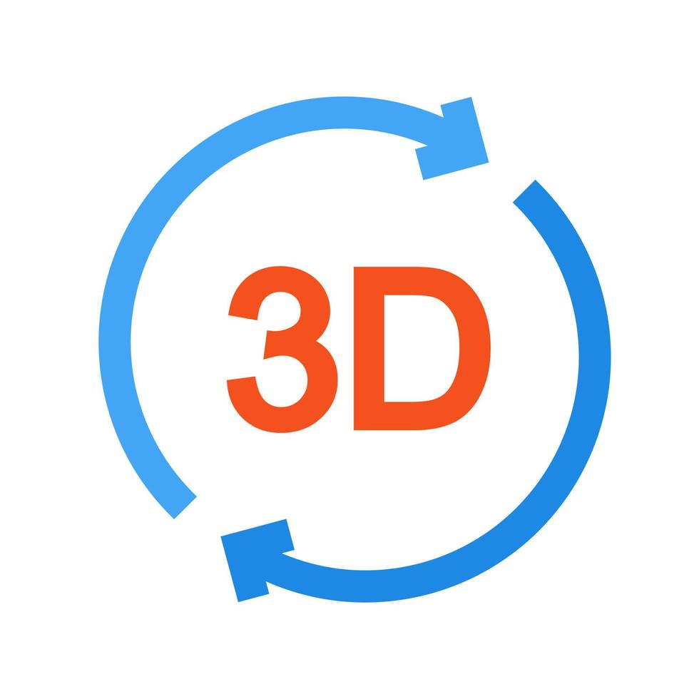 3D-rotation platt flerfärgad ikon vektor