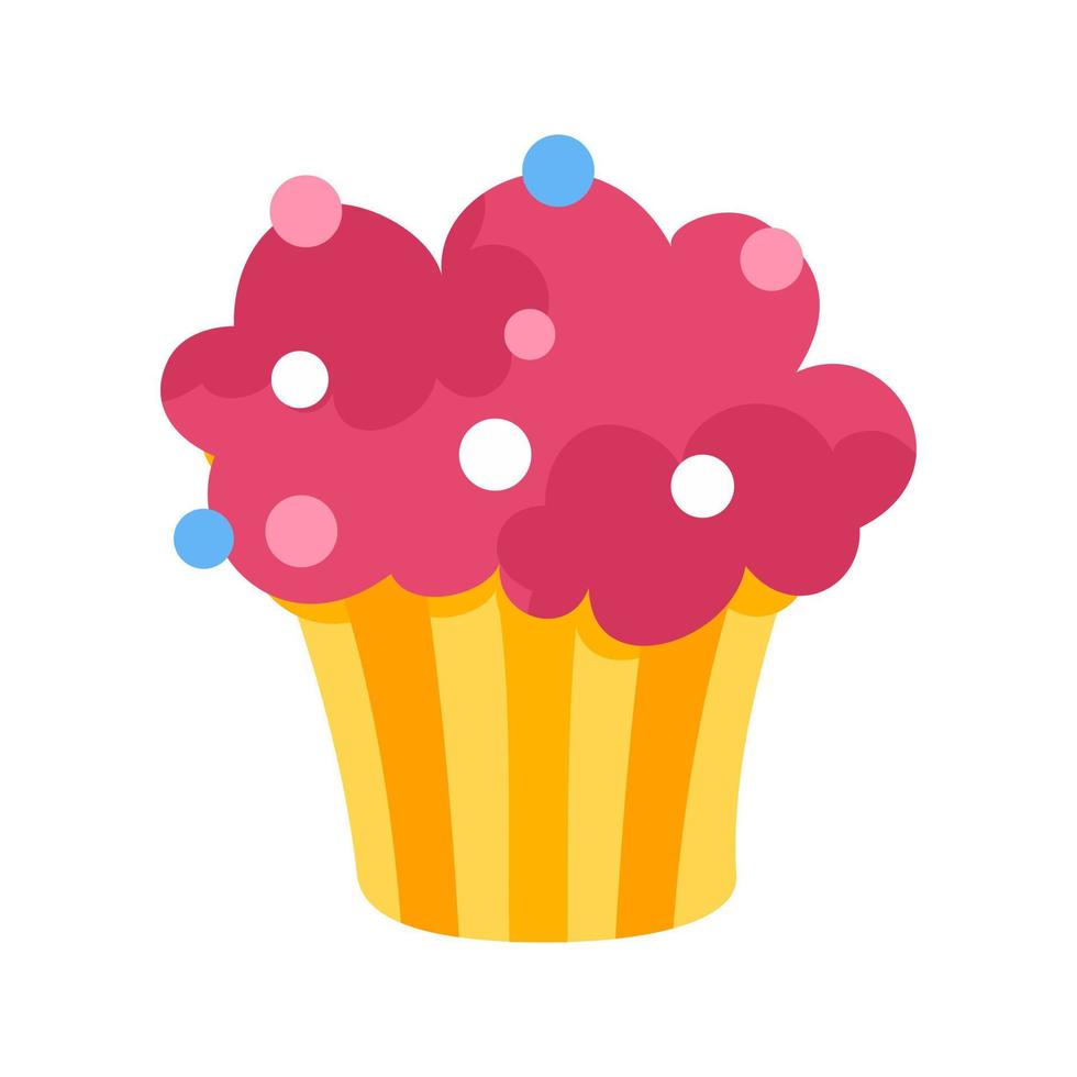 cupcake platt flerfärgad ikon vektor