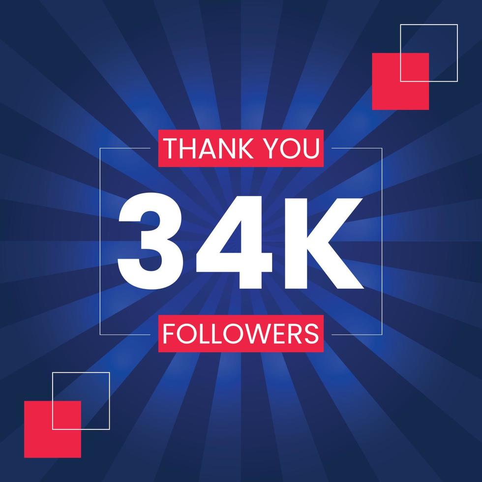 Danke 34.000 Follower Vektor-Design-Vorlage vektor