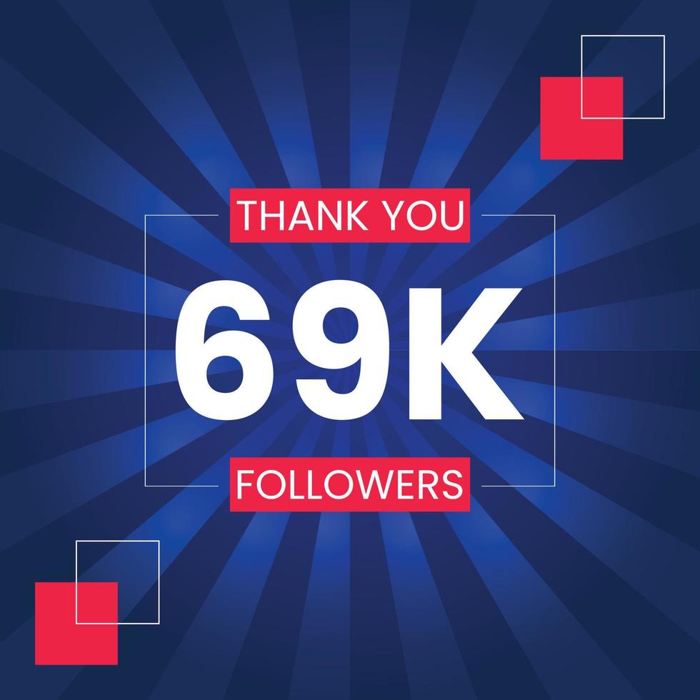 Danke 69.000 Follower Vektor-Design-Vorlage vektor