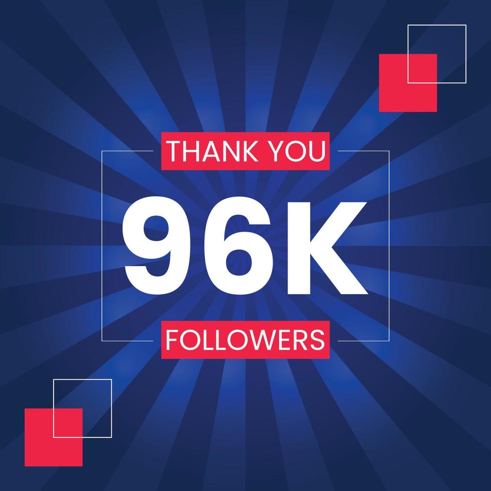 Danke 96.000 Follower Vektor-Design-Vorlage vektor