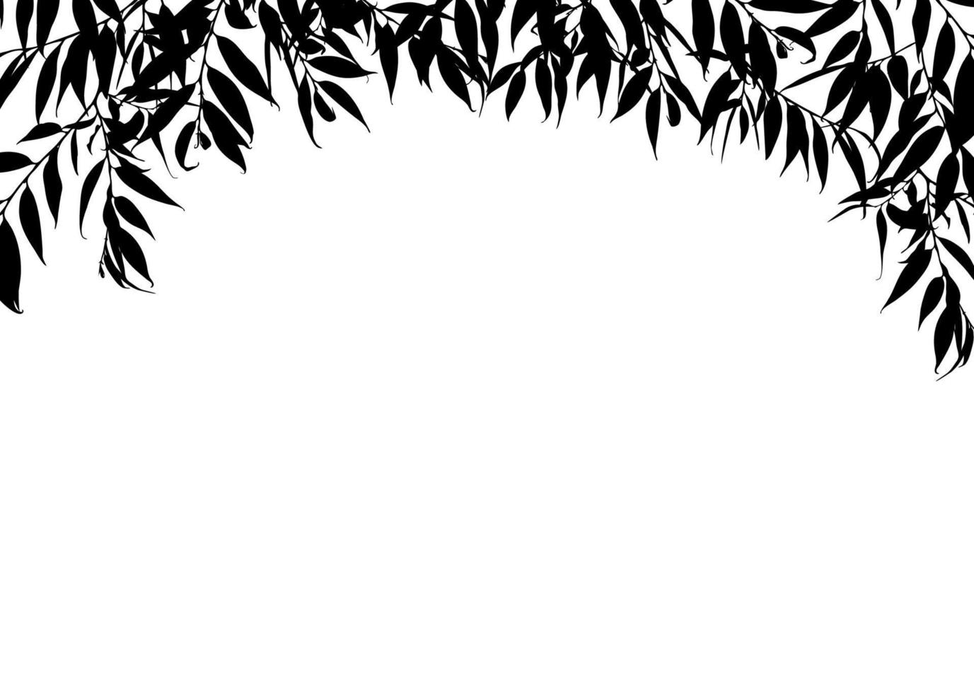 Schwarz-Weiß-Rahmen mit Blättern isoliert auf weißem Hintergrund. Platz für Text. gestaltungselement für poster, banner, flyer, einladung, karte oder web. vektor