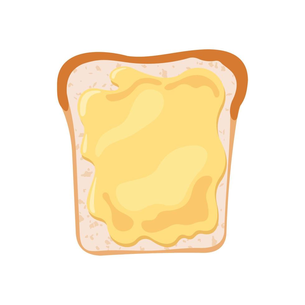 Weißbrot-Toast-Symbol mit Butter im flachen Stil isoliert auf weißem Hintergrund. Vektor-Illustration. vektor