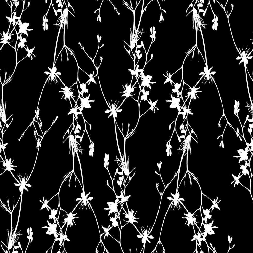 florales nahtloses Muster. Schwarz-Weiß-Hintergrund mit Blumen. gestaltungselement für stoff, textilien, tapeten usw. vektorillustration. vektor