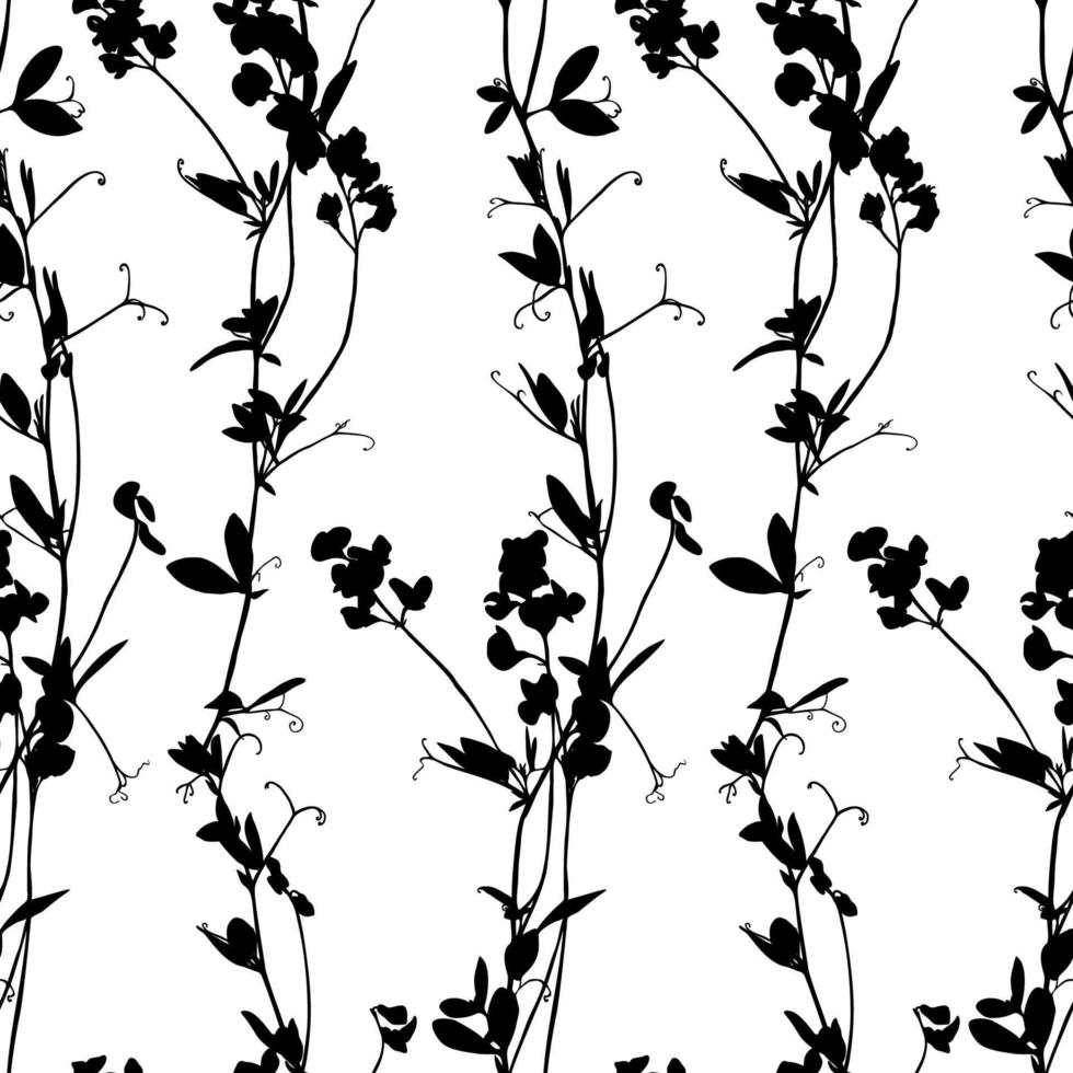 einfarbiges nahtloses mit Blumenmuster lokalisiert auf Weiß. Schwarz-Weiß-Hintergrund mit Blumen. gestaltungselement für stoff, textilien, tapeten usw. vektorillustration. vektor