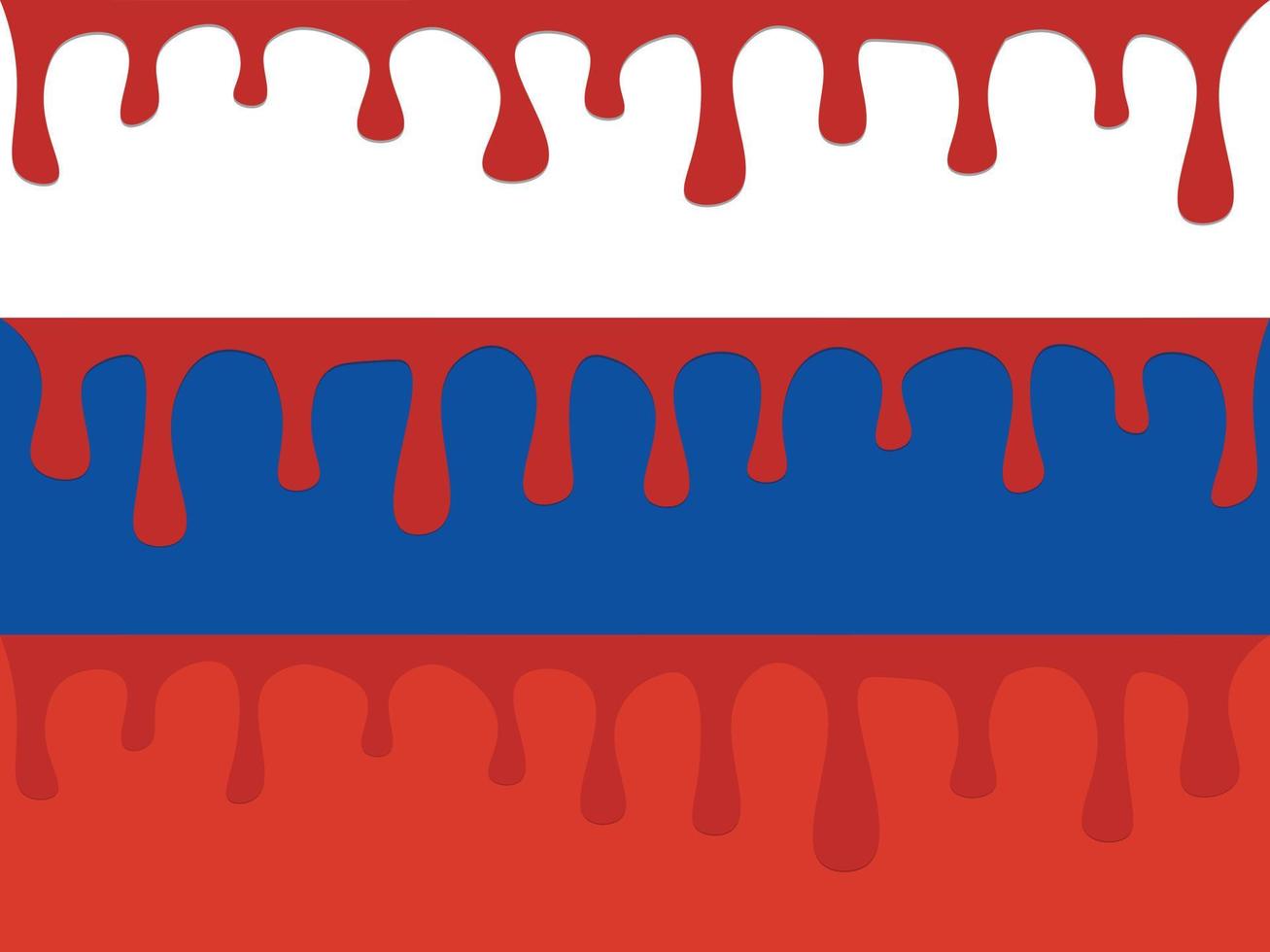 Blut leckt oder tropft auf dem Hintergrund der russischen Flagge. Vektor-Illustration vektor