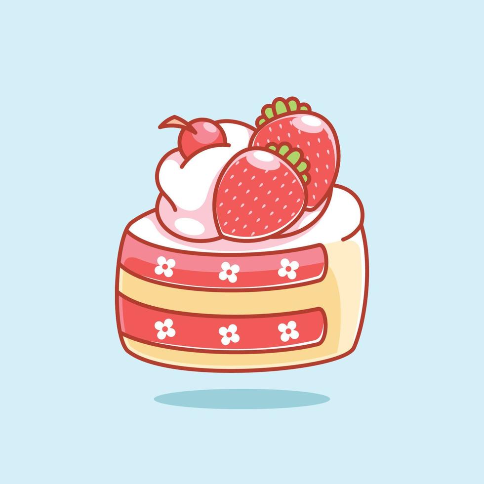 läcker tårta med jordgubbstoppning tecknad vektor